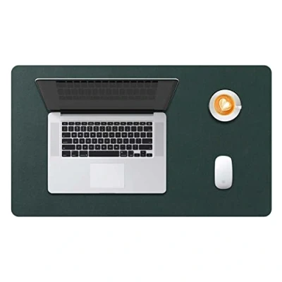 Abbildung von DOBAOJIA Große Schreibtischunterlage, Schreibtischmatte, Desk Pad, Schreibtischschutz, Schreibblock, für Laptop/Tastatur/Maus, PU Leder Wasserdicht + Wildleder Rutschfest 60 x 35cm (Dunkelgrün)