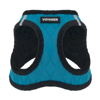 Abbildung von Voyager Step In Plüsch Hundegeschirr by Best Pet Supplies Westengeschirr für kleine und mittelgroße Hunde, Weicher Plüsch, Türkis, size L Brust 45 52 cm