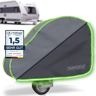 Abbildung von Tarpofix® Wohnwagenschutzhülle Deichselhaube Abdeckhaube mit 2x Klickverschluss, extra große &amp; wasserfeste Deichselabdeckung Anhänger Wohnwagen Deichselschutzhülle Deichselabdeckhaube