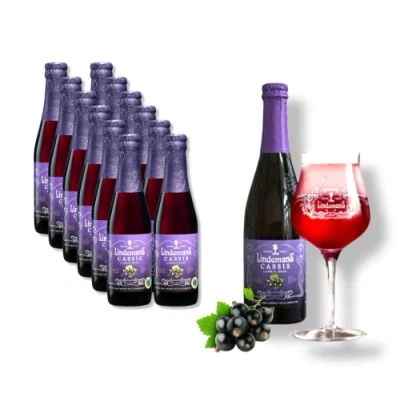 Abbildung von 12 x 0,25l Lindemans Cassis fruchtiges Lambic Bier aus Belgien