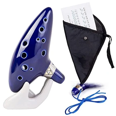 Abbildung von Czemo Zelda Okarina 12 loch Legende von Ocarina der Zeit, Alto C mit Schutztasche + Halterung Umhängeband Liedblatt Anleitung
