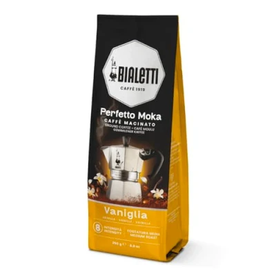 Abbildung von Bialetti Perfetto Moka Vaniglia: Gemahlener Kaffee mit mittlerer Röstung, Vanille Aroma, 250g, Beutel Aromaventil