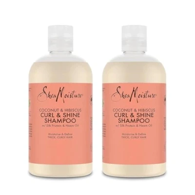 Abbildung von SheaMoisture Curl &amp; Shine Shampoo für dickes, lockiges Haar Kokosnuss Hibiskus ohne Silikone und Sulfate 2x 384ml