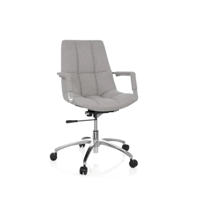 Abbildung von hjh OFFICE 670912 Schreibtischstuhl SARANTO Stoff Hellgrau Bürostuhl mit Armlehnen im Retro Design, höhenverstellbar