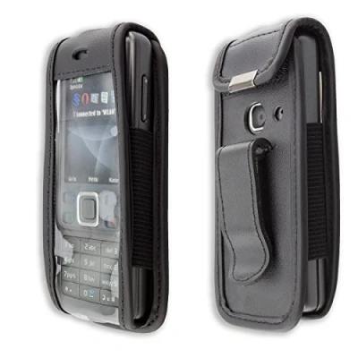 Abbildung von caseroxx Hülle Ledertasche mit Gürtelclip für Nokia 6300 aus Echtleder, Tasche und Sichtfenster in schwarz