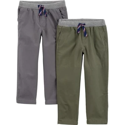 Abbildung von Simple Joys by Carter&#039;s Baby Jungen 2 Pack Pull on Pant Hose, Grün/Grau, 12 Monate (2er Pack)