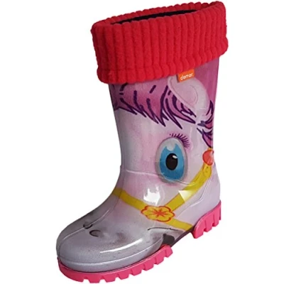 Abbildung von Demar Unisex Kinder Gummistiefel Regenstiefel gefüttert (Pony) wasserdicht