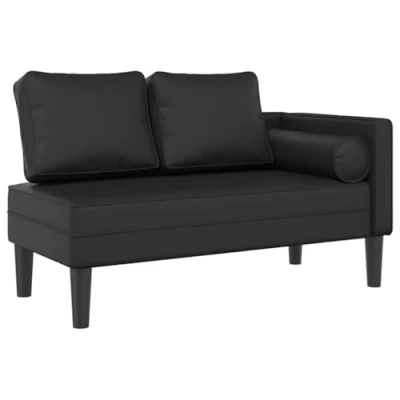 Abbildung von vidaXL Chaiselongue mit Kissen Schwarz Kunstleder, 1 Teile