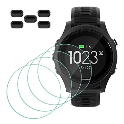 Abbildung von MTHGH Schutzfolie für Garmin Forerunner 935 Smartwatch Displayschutzfolie [4 Stück] + Anti Staub Stecker 5 Stück, Glas 9H Härte Kratzer Blasenfreie Ultradünne Panzerfolie