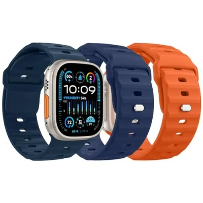 Abbildung von MoKo 3Stück Ozean Armbänder Kompatibel mit Apple Watch Ultra 2 Armband 49mm 46mm 45mm 44mm 42mm für Herren Damen,Wasserdicht Silikon Sport iWatch Serie 10 9 8 7 6 5 4 3 SE 2,MB/TB/O