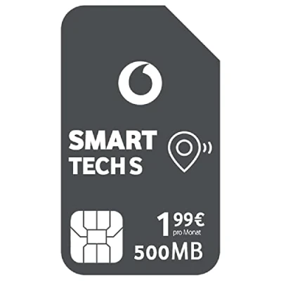 Abbildung von Vodafone Smart Tech S, 500 MB Daten, für smarte Geräten, GPS Tracker, Telemetrie, Alarm Systeme (Nicht Smartphones, Tablets, Keine Sprachanrufe) ABO 24 Monate Laufzeit, IoT, M2M SIM