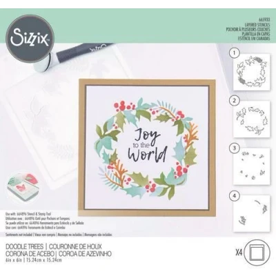 Abbildung von Sizzix Layered Stencils Holly Wreath 4Stück