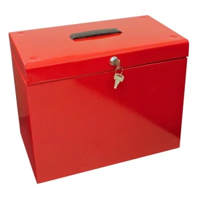 Abbildung von Ablagebox / Hängemappenbox (aus Metall, A4) rot