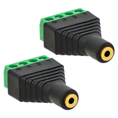 Abbildung von 2X Klinken Buchse 2,5mm Adapter &gt; Terminal Block 4 Pin Schraub Klemmen Vergoldet