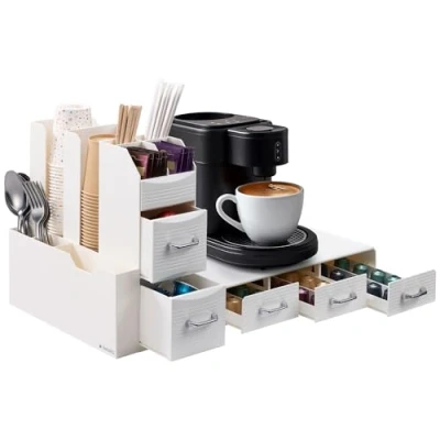 Abbildung von Navaris Kapselspender Kaffee Organizer Set Platzsparende Kaffeekapseln weiß