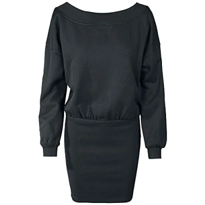 Abbildung von Urban Classics Damen TB2336 Ladies Sweat Off Shoulder Dress Kleid, Schwarz (Black 00007), X Small
