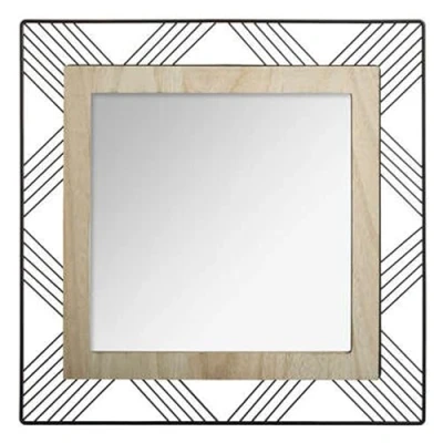 Abbildung von Well Home Quadratischer Spiegel aus Metall und Holz, L 45,5 x T 2 H cm