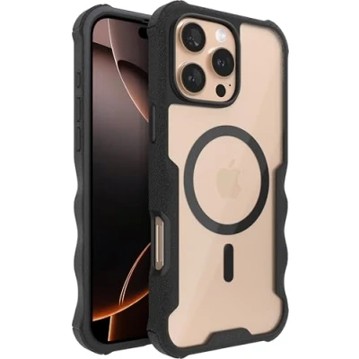 Abbildung von smartish® Gripzilla magnetische Schutzhülle für iPhone 16 Pro Max, kompatibel mit MagSafe [robust und robust], robuste Panzerhülle, sturzgeprüfter Schutz Apple transparent