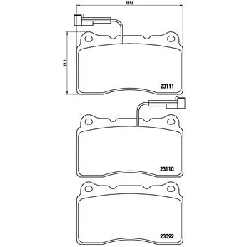 Abbildung von BREMBO P 23 078X Bremsbelagsatz inkl. Verschleißwarnkontakt ohne Zubehör ALFA ROMEO: 159 Sportwagon, Limousine, 156 VOLVO: V70 2