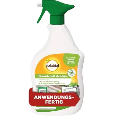 Abbildung von Solabiol Grundstoff Acetum Spray AF, unterstützt die Beseitigung von Unkraut auf Wegen, Plätzen und Terrassen, 1 Liter Sprühflasche
