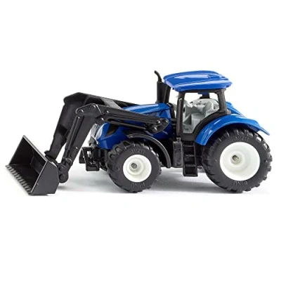 Abbildung von Siku 1396, New Holland Traktor mit Frontlader, Metall/Kunststoff, Blau/Schwarz, Beweglicher Anhängerkupplung