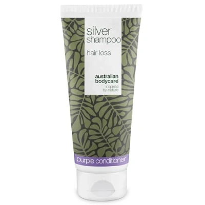 Abbildung von Silbershampoo gegen Haarausfall und Gelbstich bei blondem oder grauem Haar mit Biotin Koffein für kräftigeres, klareres Anti