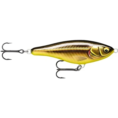 Abbildung von Rapala Angelköder Twitchin&#039; Rap Angelzubehör Abachi Süßwasser Spinnköder Langsam sinkend Lauftiefe: 0,6 1,5m Größe: 12cm / 53g Hergestellt in Estland Golden Smelt
