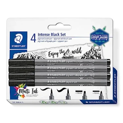 Abbildung von Intense black set pigment soft brush/calligraphy/pen