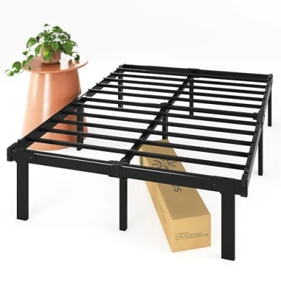 Abbildung von Zinus Caleb Bett 150 x 190 cm Höhe 36 mit Stauraum unter dem Metall Plattform Bettrahmen klappbarer Schwarz