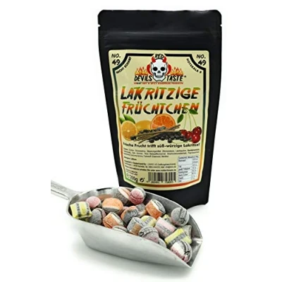Abbildung von &quot;Lakritzige Früchtchen&quot; Bonbons nicht scharf Hotskala: 0 RED DEVILS TASTE