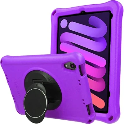 Abbildung von TECHGEAR Bumper Hülle für iPad Mini 6 2021 6. Generation (8.3 Zoll) [Kinderfreundlich] Tough Schutzhülle Silikon Soft Shell Anti Rutsch Stoßfest + Folie [Lila]