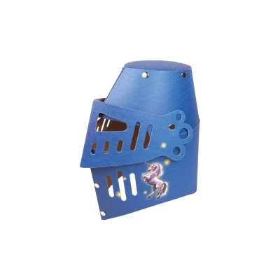 Abbildung von Ritterhelm Einhorn blau aus stabilem Hartkarton mit klappbarem Visier