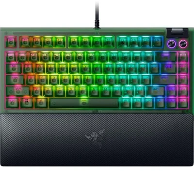 Abbildung von Razer BlackWidow V4 75% Phantom Green 20. Jahrestag Hot swap fähige mechanische Gaming Tastatur (Orange Tactile Switches, Medienrolle mit 2 dedizierten Medientasten) US Layout