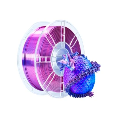 Abbildung von iBOSS PLA Plus 3D Drucker Filament, PLA+ Filament 1,75 mm zweifarbiges Seidenfilament, Co Extrusion glänzendes Druck 1 kg (2,2 lbs) für FDM Drucker, Zweifarbig Rot und Blau