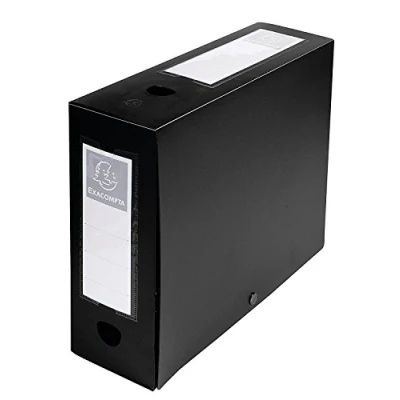 Abbildung von Exacompta 59931E Sammelbox OPAK 100mm mit Druckknopf aus blickdichtem Kunststoff für DIN A4 Archivbox Heftbox Zeichenbox Sammelmappe schwarz