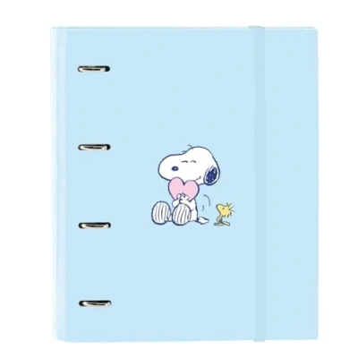 Abbildung von SNOOPY LOVE Ordner mit 4 Ringen, 35 cm, 100 A4 Blättern, ideal für Kinder verschiedener Altersgruppen, bequem und vielseitig, Qualität Widerstandsfähigkeit, 27 x 3,5 32 hellblau, M,