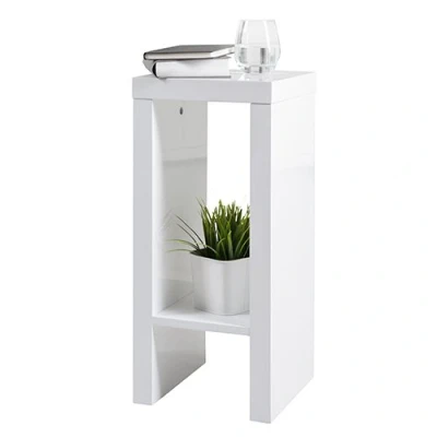 Abbildung von Blumentische oder Beisteller Solina mit Einer zusätzlichen Ablage in Weiss Hochglanz, verschiedenen Grössen (60 cm)