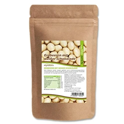 Abbildung von Mynatura Erdbeeren, gefriergetrocknet, in weißer Schokolade I Erdbeeren umhüllt von Müsli Snack Süß Beutel (1x 1000g)