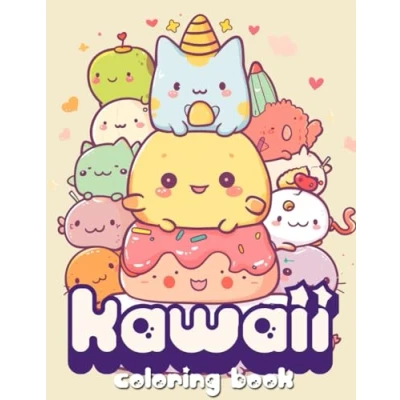 Abbildung von kawaii coloring book: Cute and adorable creatures for kids, teens adults
