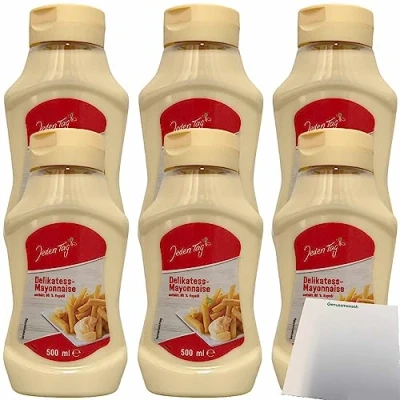 Abbildung von Jeden Tag Delikatess Mayonnaise 80 % 6er Pack (6x500 ml Flasche) + usy Block