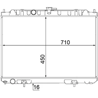 Abbildung von MAHLE ORIGINAL CR 1490 000S Kühler, Motorkühlung 450mm 710mm 16mm Schaltgetriebe Kühlrippen gelötet NISSAN: X Trail (T30) 2.5 4x4, 2.0