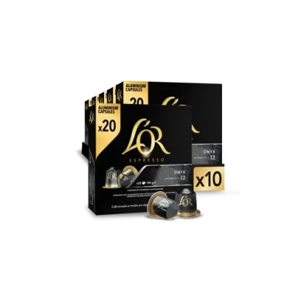Abbildung von L&#039;OR Espresso Kaffeekapseln Onyx Intensität 12 200 kompatible Kapseln Nespresso (R)* Amazon Exclusive