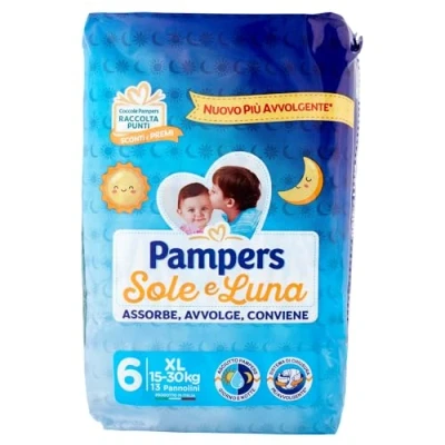 Abbildung von Pampers Sonne und Mond 6. 15 30 XL 13 Windeln Packung 6 Stück