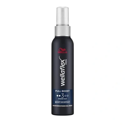 Abbildung von Wellaflex Men Full Boost Haarverdichtendes Gel Spray Stark haltendes Für Männer Voller aussehendes Haar Mit Koffein Dermatologisch getestet &amp; silikonfrei 150ml