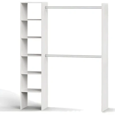 Abbildung von habeig KLEIDERSCHRANK BEGEHBAR Regal Kleiderständer Schrank weiß schwarz Garderobe 190 x 125 175 cm verstellbar #6000 (Weiss)
