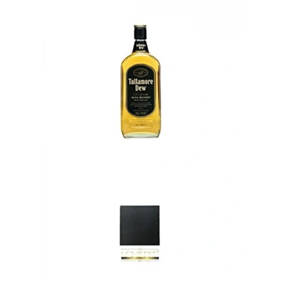 Abbildung von Tullamore Dew Blended Irish Whiskey 1,0 Liter + Schiefer Glasuntersetzer eckig ca. 9,5 cm Durchmesser