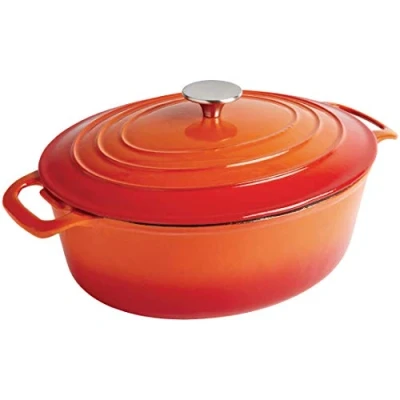 Abbildung von Vogue GH311 ovaler Schmortopf orange, 110(H) x 243(W) 295(D)mm
