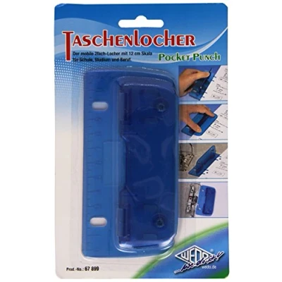 Abbildung von WEDO Lochstanzer Taschenlocher 8cm Kunststoff farb. sort Locher abheftbar