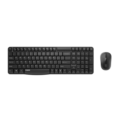Abbildung von Rapoo X1800S kabelloses Tastatur Maus Set Wireless Deskset 1000 DPI Sensor 12 Monate Batterielaufzeit ergonomisch für Links und Rechtshänder DE Layout QWERTZ PC &amp; Mac schwarz, Kompakt