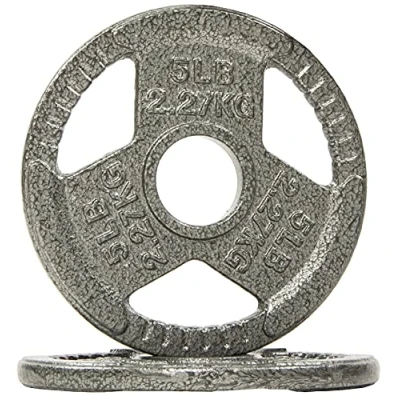 Abbildung von BalanceFrom Olympic Hantelscheibe aus Gusseisen, 5,1 cm, für Krafttraining und Gewichtheben, 2,3 kg, Paar